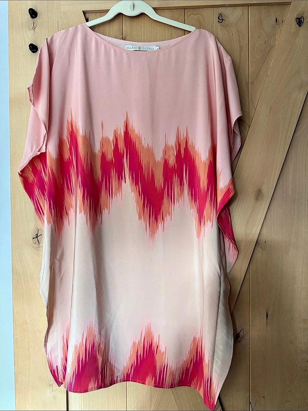 Marie Oliver Madison Tunic Silk Abstract Blouse Pink & Red Medium